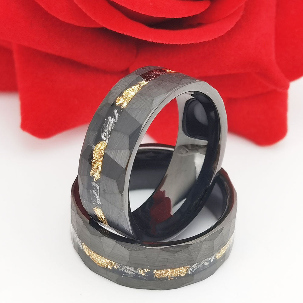 Gold Foil Debris Tungsten Ring
