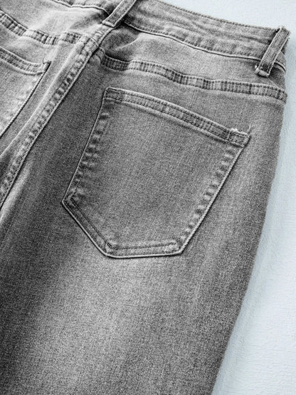 High Waist Wide Leg Washed Jeans