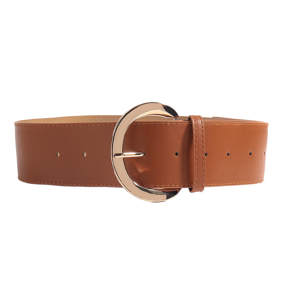 Metal Pin Buckle Versatile Retro Simple Wide Belt Men And Women Belt