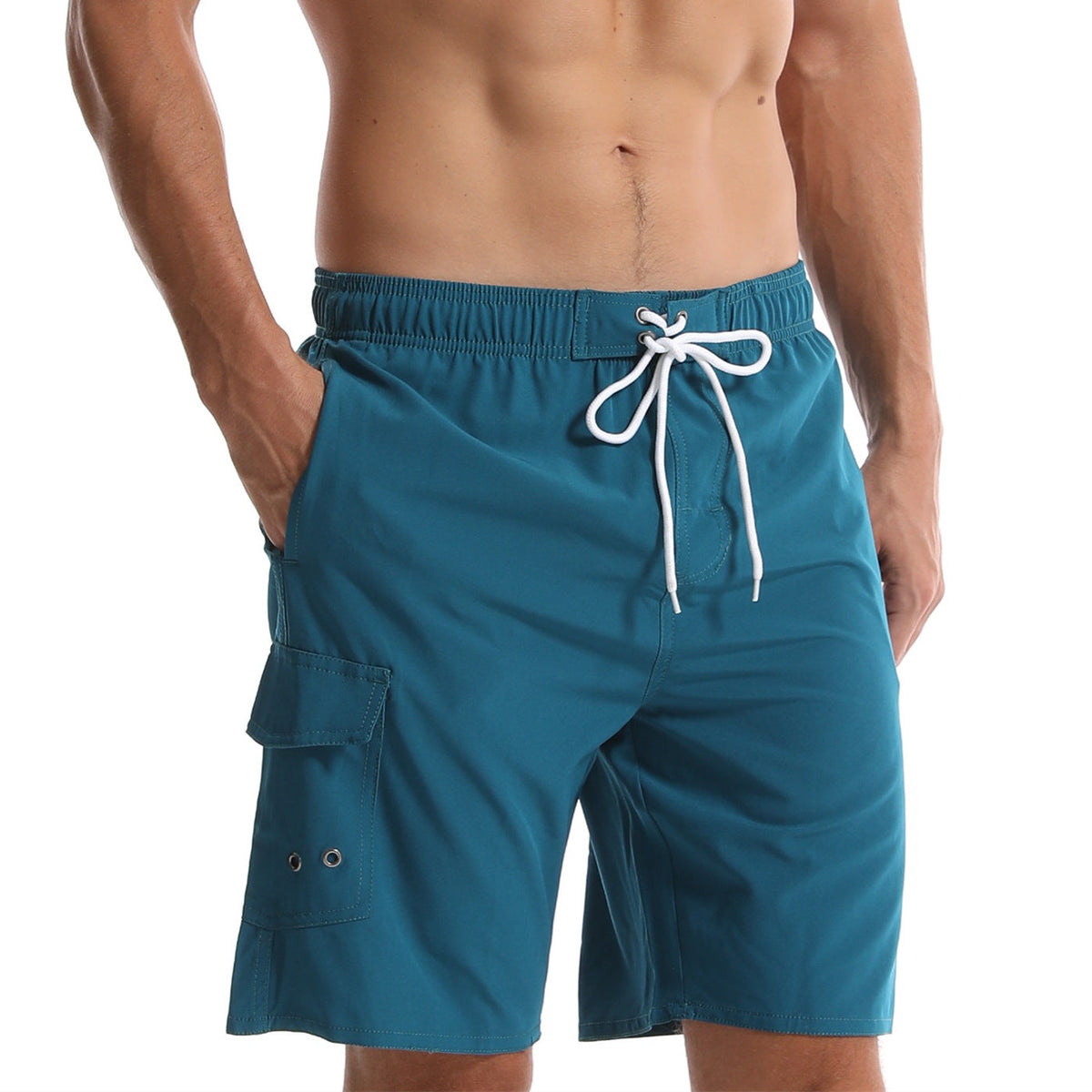 Cross Border Men's Summer Solid Color Beach Pants Men's Five Point Shorts Mesh Breathable Quick Drying Waterproof Sports Casual Pants