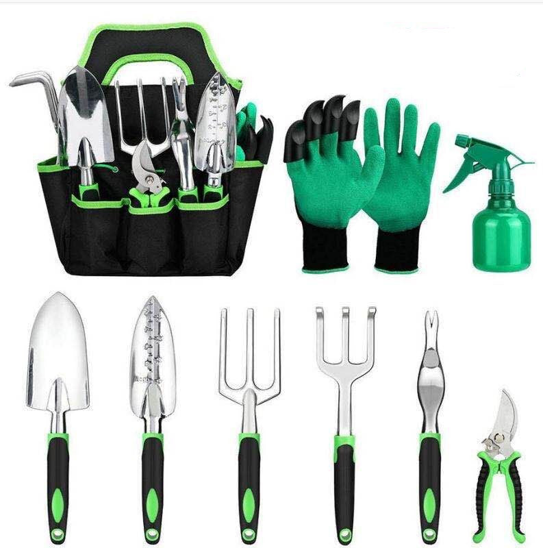 9-Piece Aluminum Gardening Tool Set with Silicone Handles