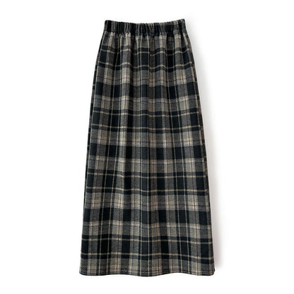 Retro Plaid Skirt Fleece-lined Women