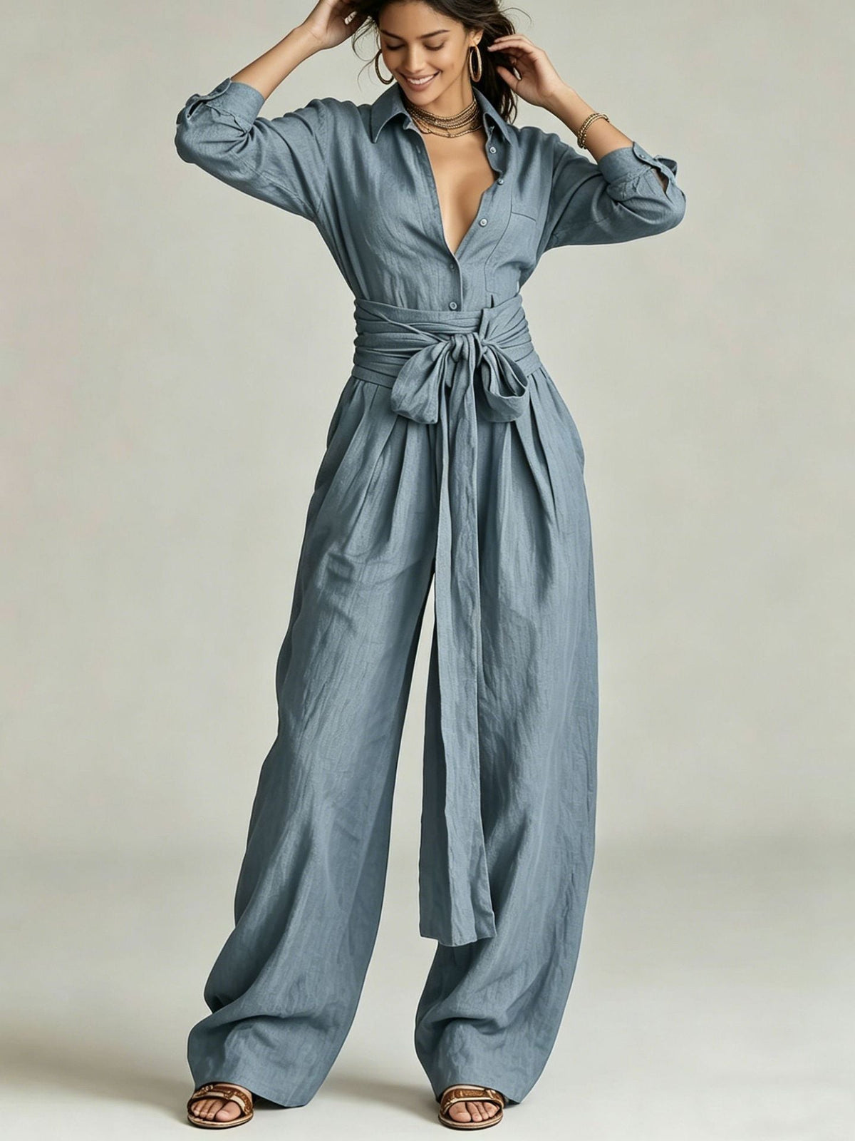 Loose-fitting High-waisted Wide-leg Jumpsuit
