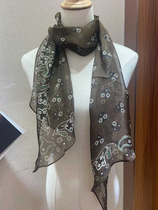 Spring Lightweight High-end Narrow Long Silk Scarf