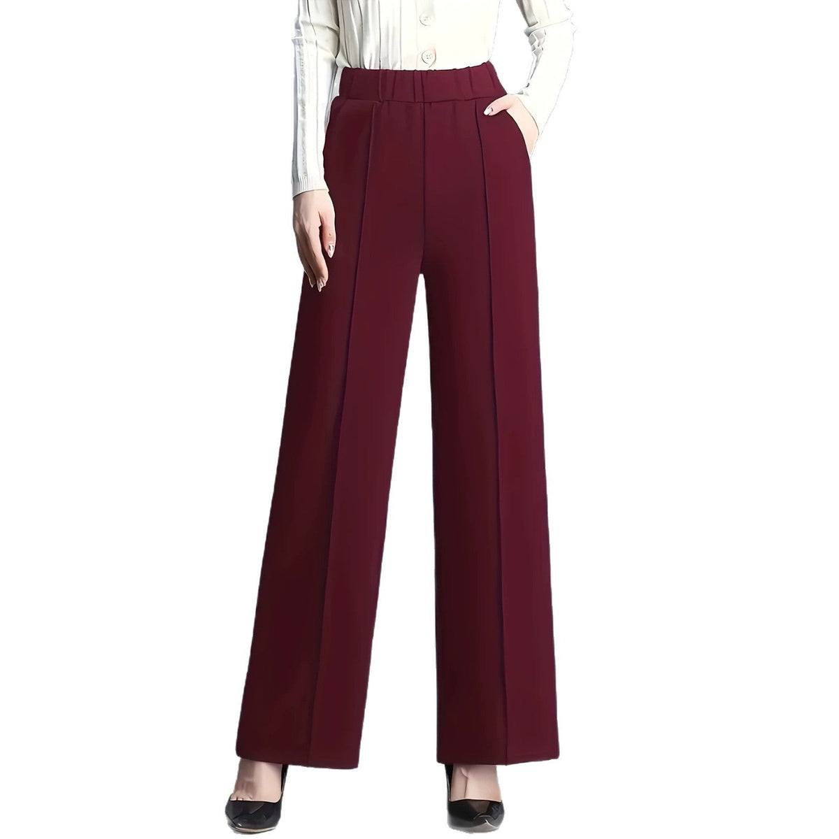 Women's High-waisted Wide-leg Straight-tailored Trousers