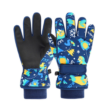 Children's Skiing Gloves with Thickened Fleece
