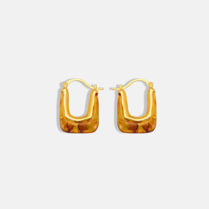 Resin Copper U Shape Earrings for Elegant Style 1 Pair