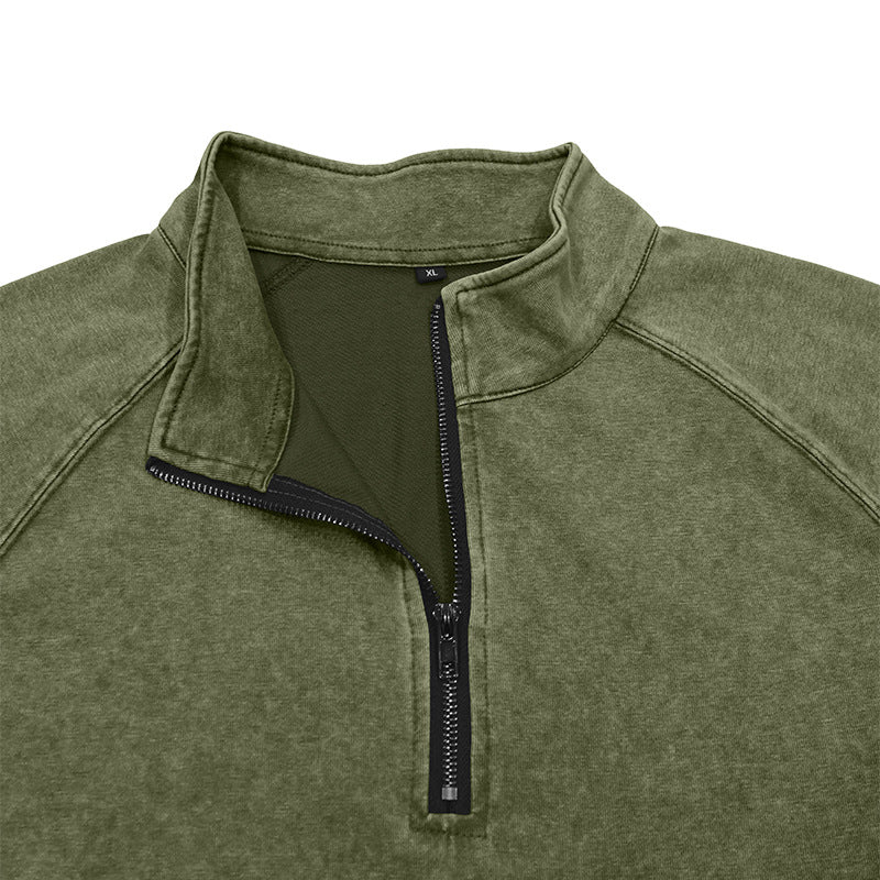 Retro Washed Long-sleeve Men's Distressed T-shirt