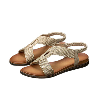 Bohemian-style Outdoor Flat Cross-strap Elastic Beach Sandals