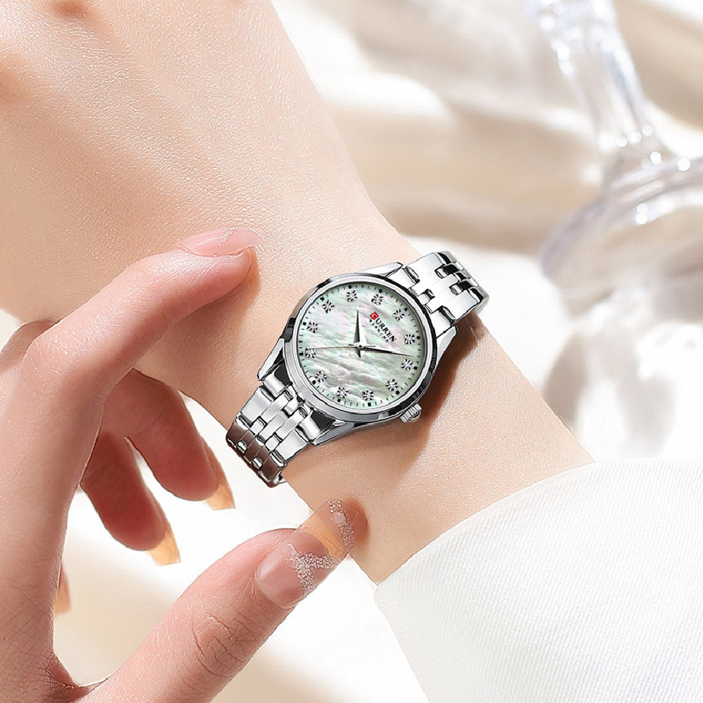 Rhinestone Ultra-thin Womens Shell-face Watch