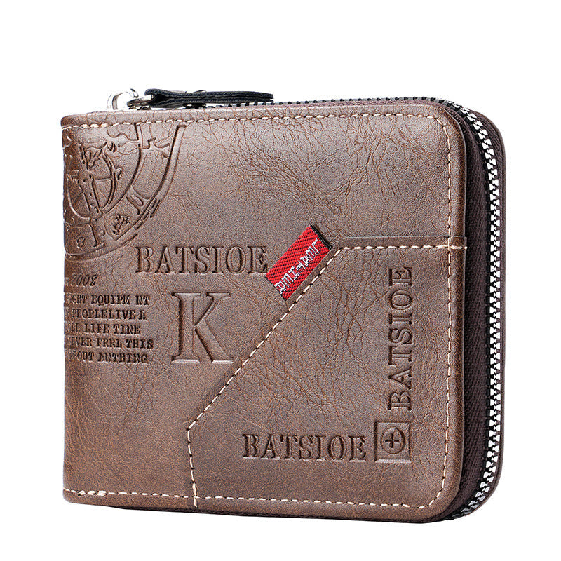 European And American Mens Vintage Bi-Fold Wallet