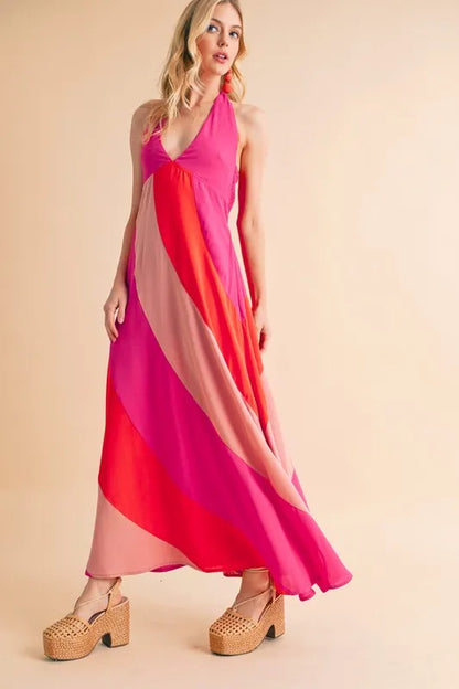 Aemi+Co Color Block Sleeveless Maxi Dress
