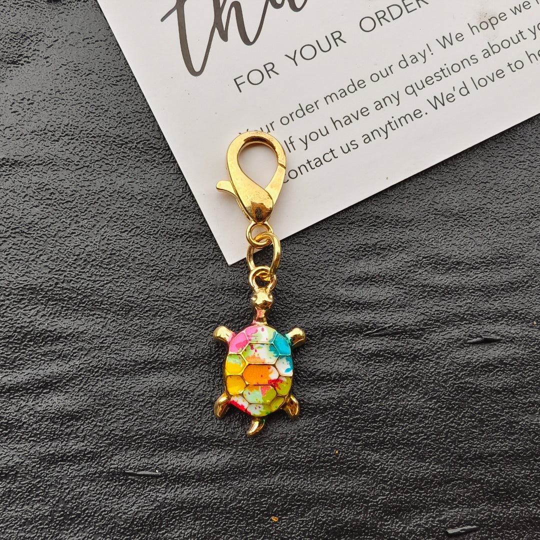 Colorful Oil-drop Turtle Keychain Pendant, Alloy Accessory, Creative Design