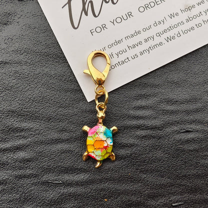 Colorful Oil-drop Turtle Keychain Pendant, Alloy Accessory, Creative Design