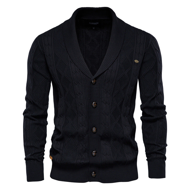Men's Cardigan V-Neck Long-Sleeve Sweater, Men's Thick Knit Jacket, Casual Versatile Loose Fit Inner Wear