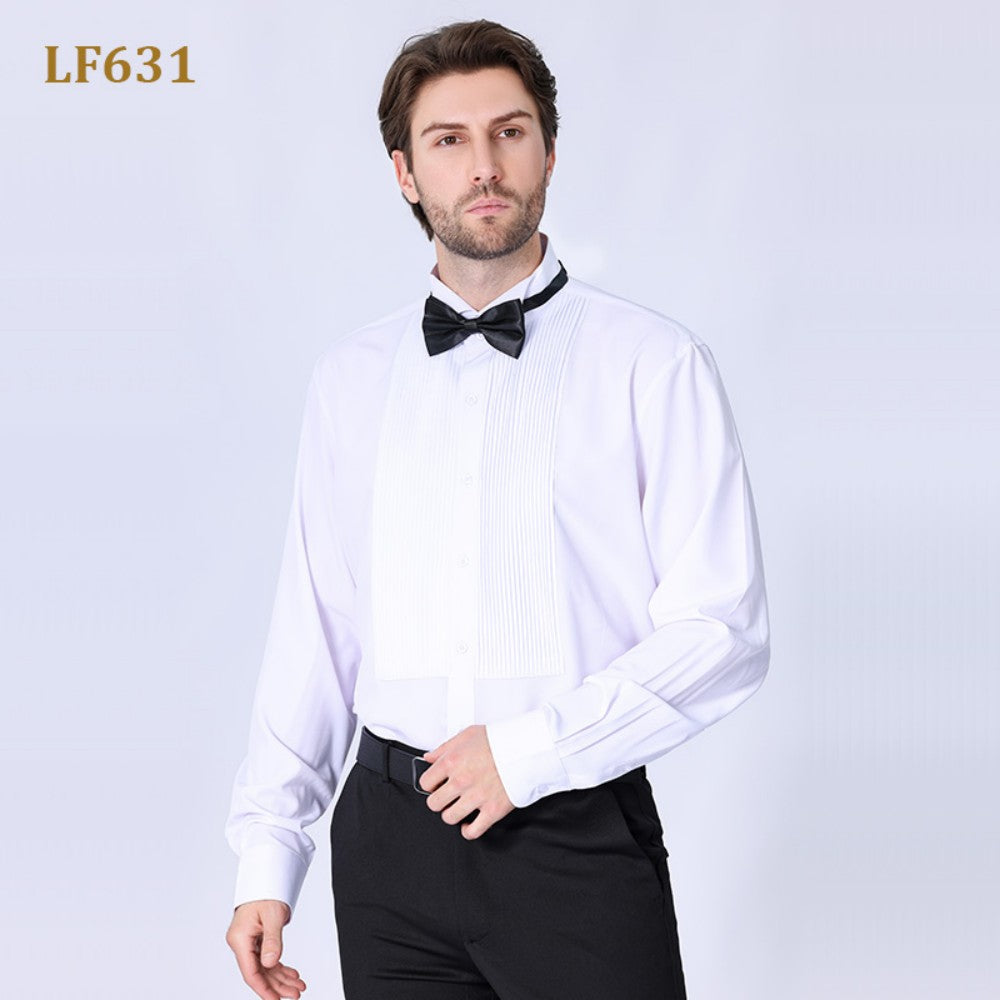 Shirt - Men's Multi-Color Long Sleeve Tuxedo Dress Shirt With Bow Tie