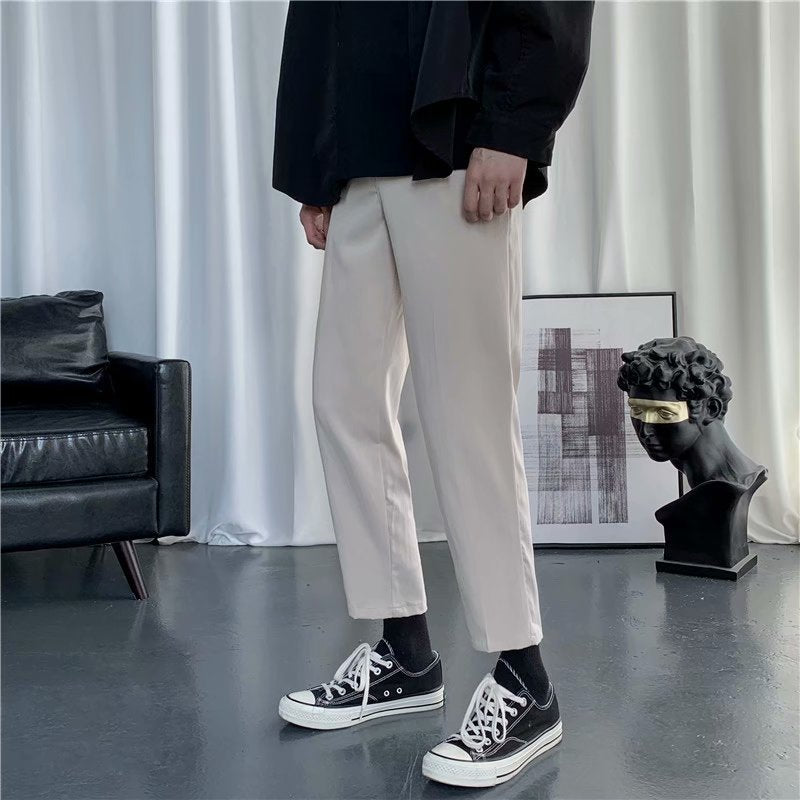 Mens Casual Loose-fitting Versatile Straight-leg Pants