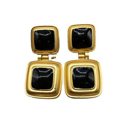Antique Necklace Earrings Classic Black Enamel Necklace Suit