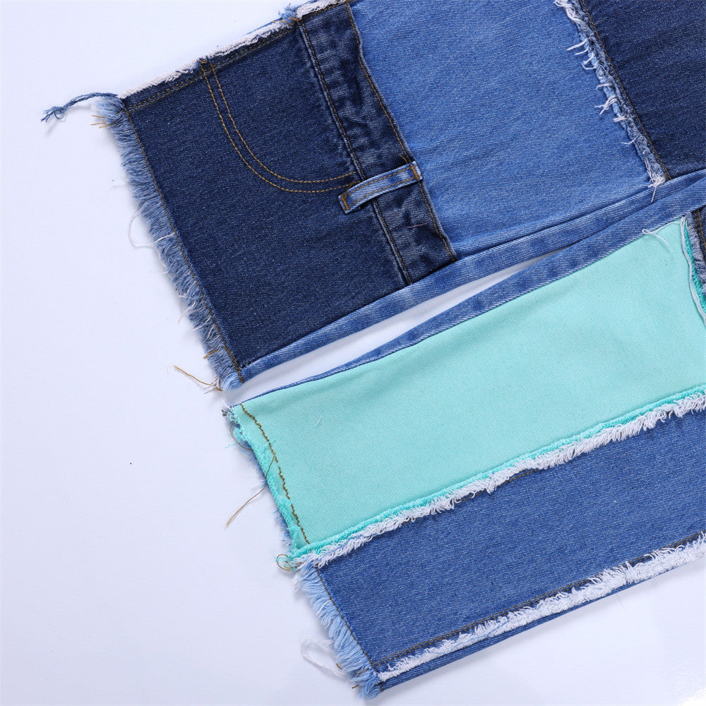 Color Contrast Patchwork Jeans For Men