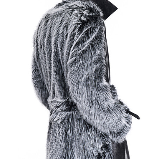 Cotton Padded Thickened Thermal Long Leather Wind Coat