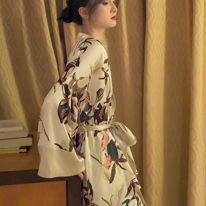 Lightweight Luxury Sleepwear Set With A Robe And Trousers