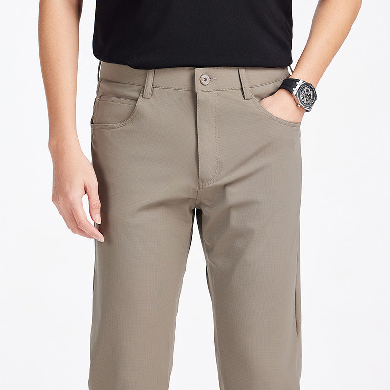 Men Thin Stretch Ice Silk Straight Leg Casual Pants