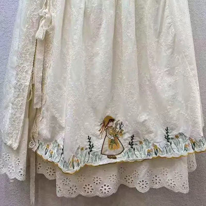 Womens Lace-Embroidered Patchwork Casual Skirt