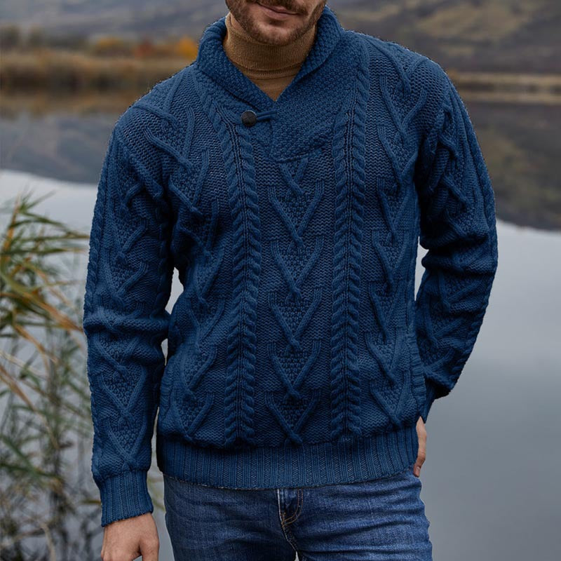 New Fallwinter Mens Solid-color Pullover Long-sleeve Knit Sweater