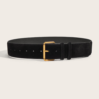 Womens Wide Suede High-end Minimalist Versatile Belt