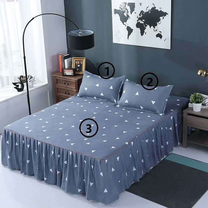 Woolly Bed Skirt Pillowcase Bedding Set