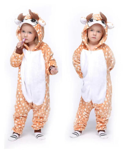 Flannel Children's Animal One-piece Pajamas