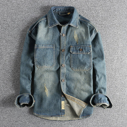 Washed Vintage Denim Shirt For Men