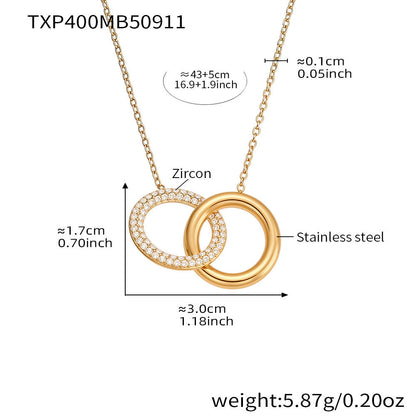 Minimalist Fashion Double-ring Zircon-inlaid Bracelet Necklace