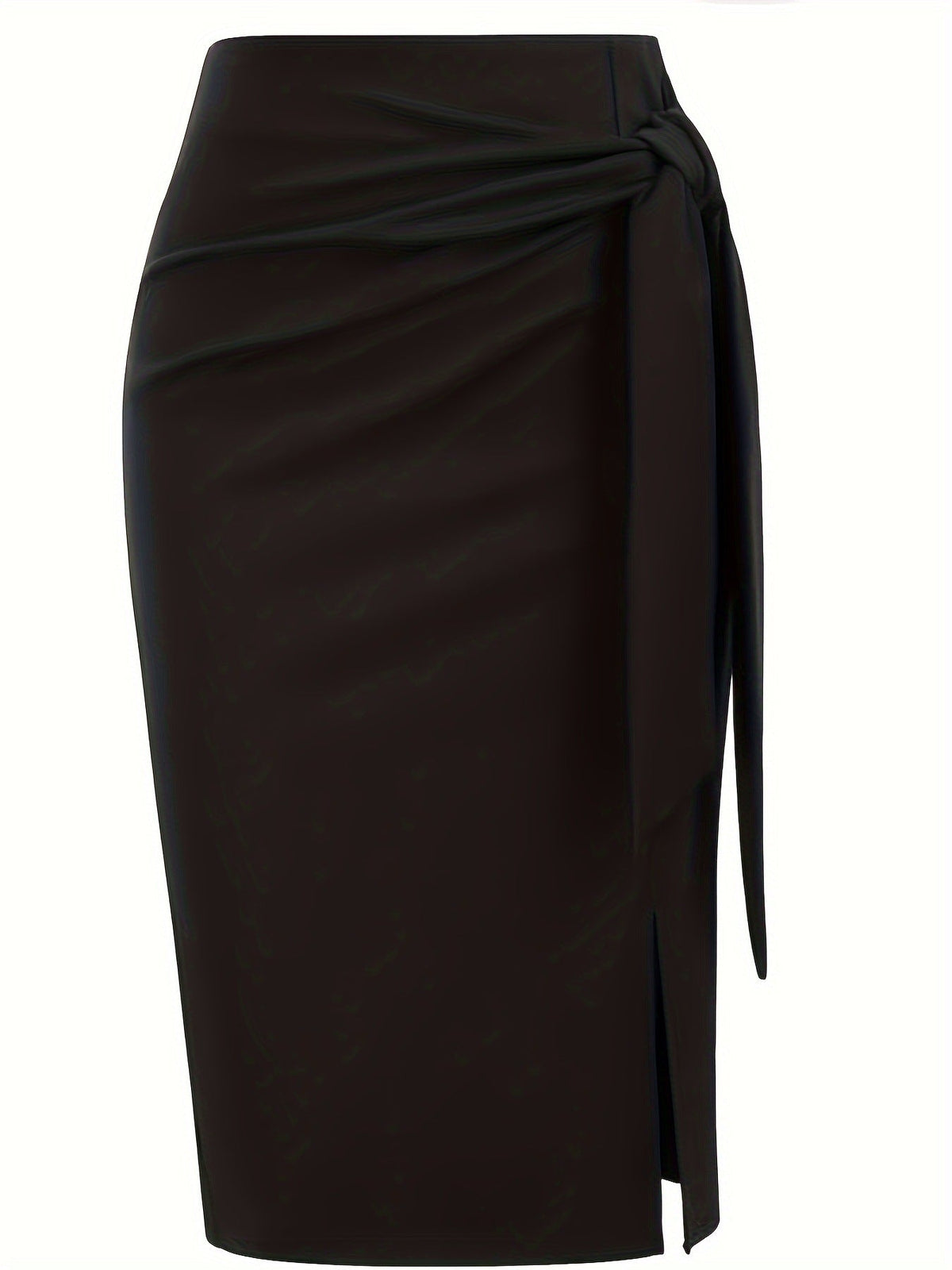 Elegant Monochrome High-waisted Knee-length Skirt For Women