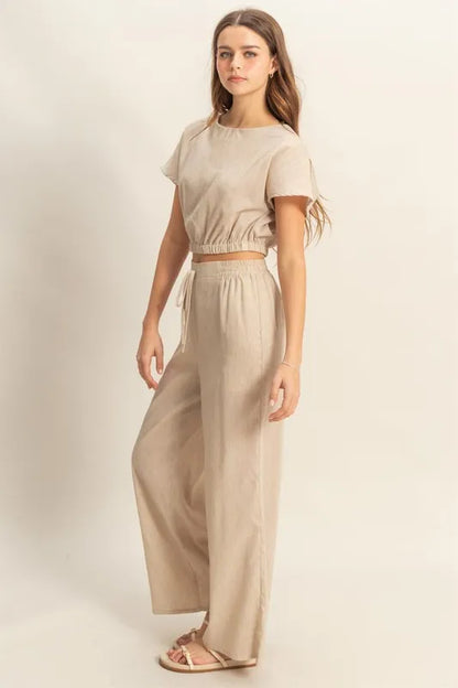 HYFVE Round Neck Short Sleeve Top and Pants Set