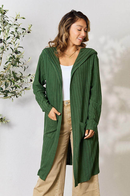 Basic Bae Full Size Hooded Sweater Cardigan for Women