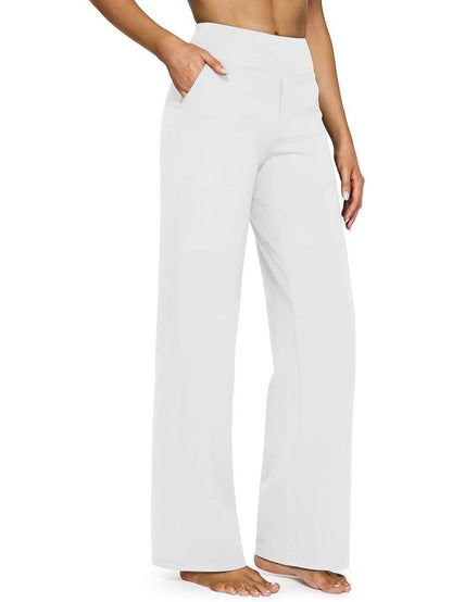 High-waisted Straight-leg Pants With Loose Pockets