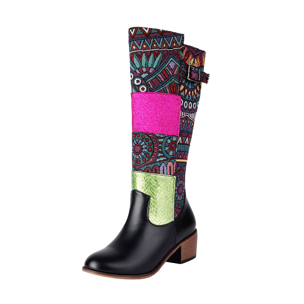 Vintage Ethnic-style Embroidered Patchwork High-top Boots
