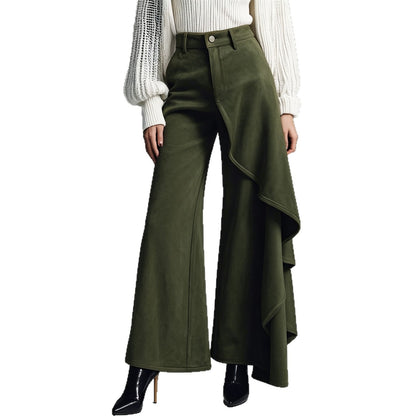 New Autumnwinter Womens Long Pants With A Structured Draped Design And Patchwork Details