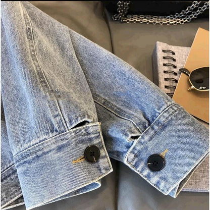 Fashion Motorcycle Lapel Long-sleeve Zipper Denim Jacket