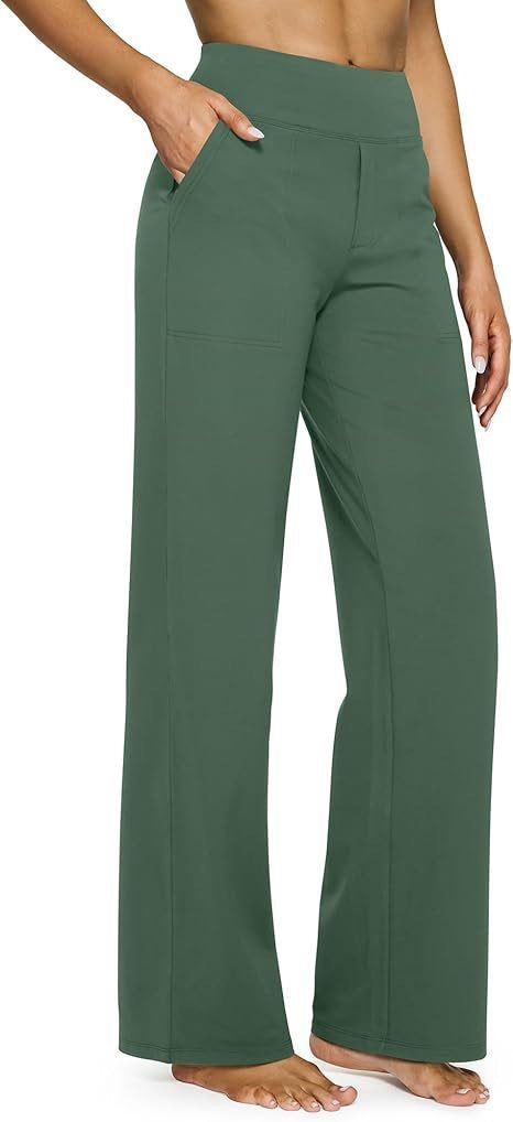 High-waisted Straight-leg Pants With Loose Pockets