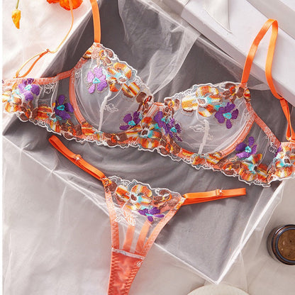 Mesh Embroidered Sexy Lingerie Set For Women