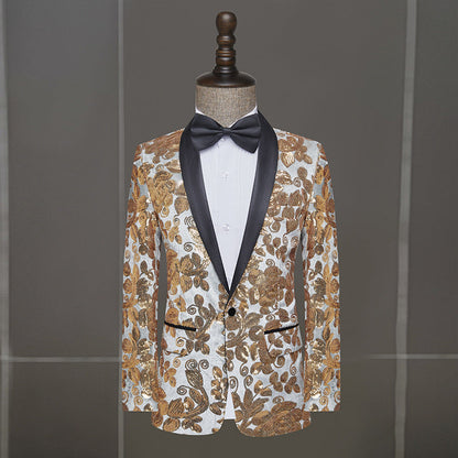 Mens Velvet Sequin Casual Versatile Blazer