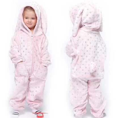 Flannel Children's Animal One-piece Pajamas