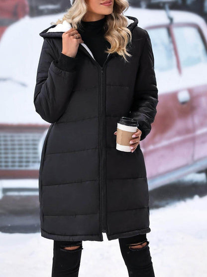 Plus Size Zip Up Hooded Winter Coat for Women