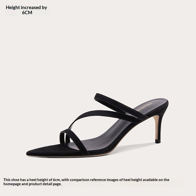 Pointed-toe Open-toe Single-strap High-heeled Sandals
