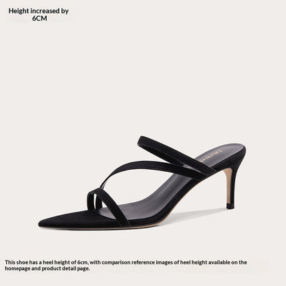 Pointed-toe Open-toe Single-strap High-heeled Sandals