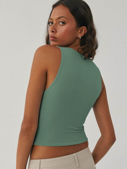Round Neck Cropped Tank for Women in Soft Stretch Fabric
