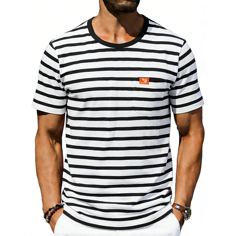 Men's Loose-fit Retro Simple Casual Crew-neck Short-sleeve T-shirt