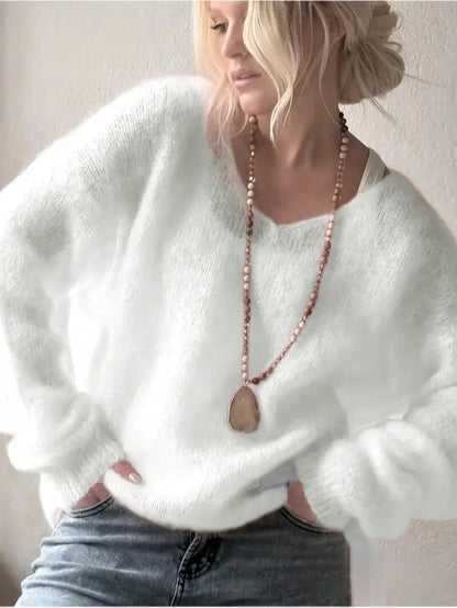 Loose Laid-back Style Soft And Smooth Solid-color Pullover Sweater